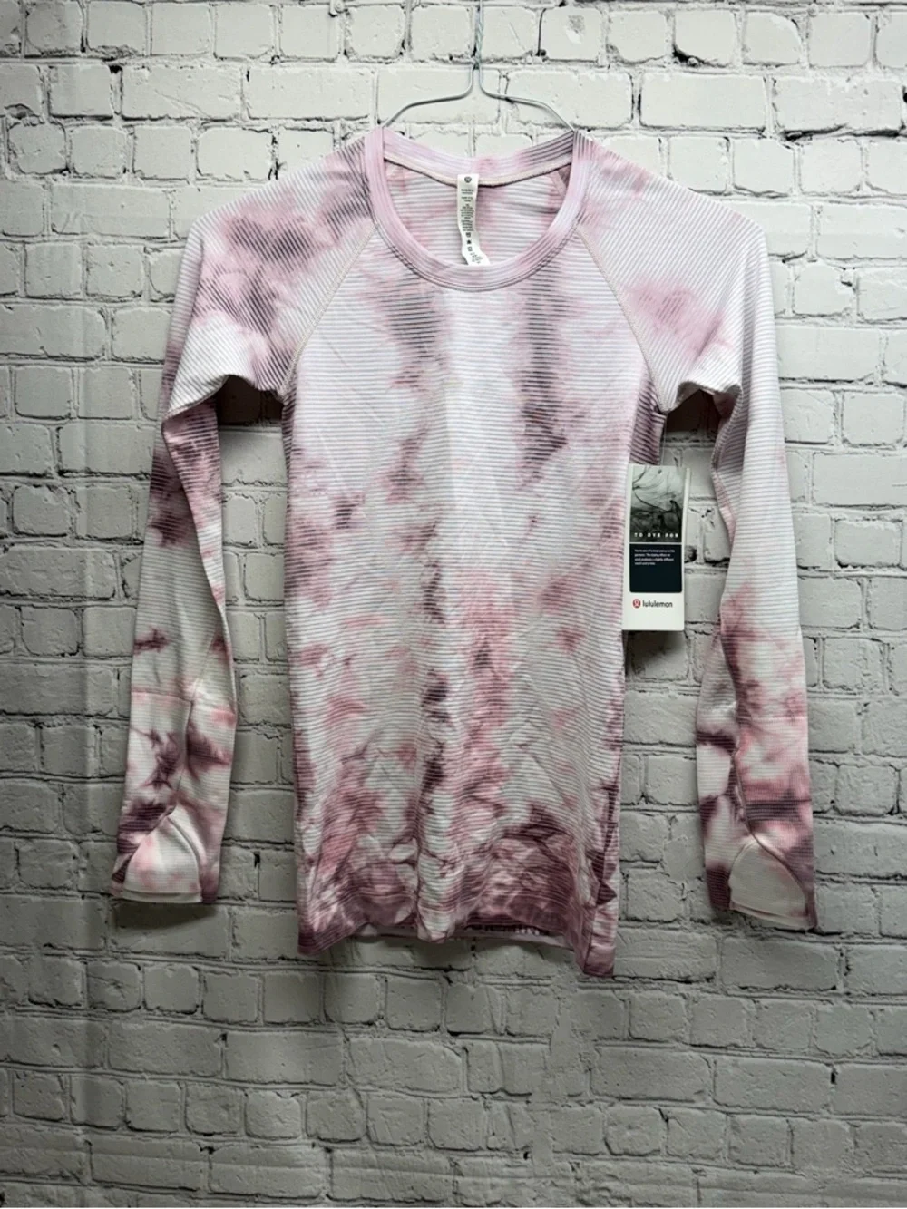lululemon athletica swiftly tech Women's Pink Tie-Dye Long Sleeve Ribbed Top 4